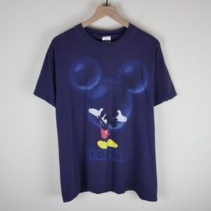 Vintage 90s Mickey Mouse Florida Shirt Navy Large 21.5x28